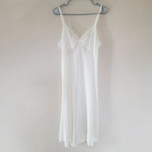 Vintage Shadowline Slip Dress Ivory Lace Nightgown Honeymoon Bridal 34 Tall USA